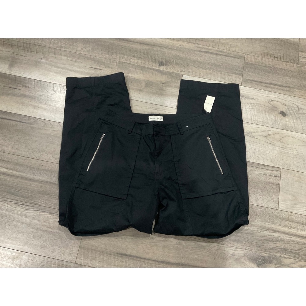 Abercrombie & Fitch Black Utility Wide Leg Zipper Pocket Pants 32 Long NWT